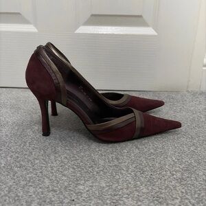 Elegant Burgundy and Brown Women's Heels
